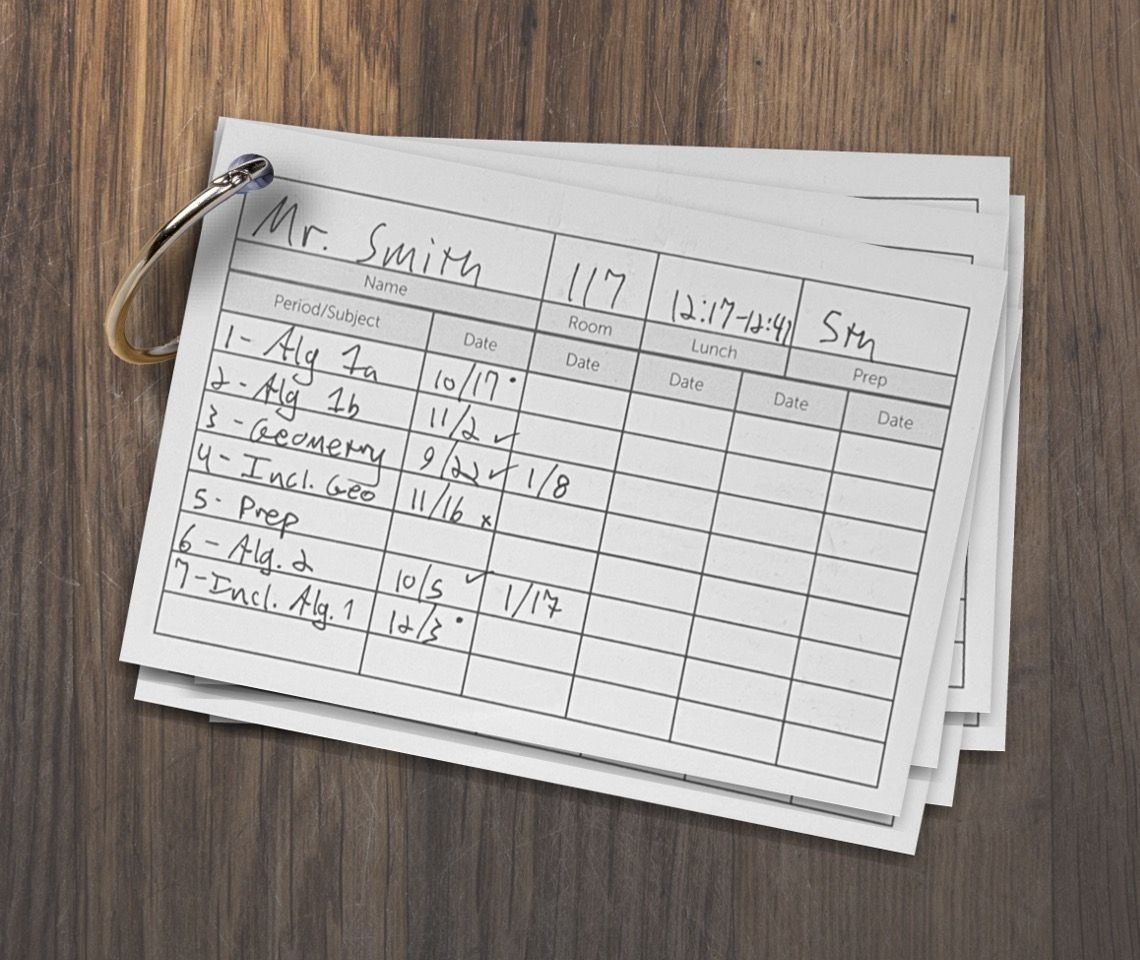 Classroom Visit Index Cards